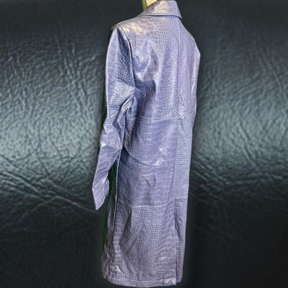 NWOT Hosbjerg Vegan Leather ‘Irah Croc Embossed Coat’ in “Dust Blue” Size Medium - Picture 12 of 16